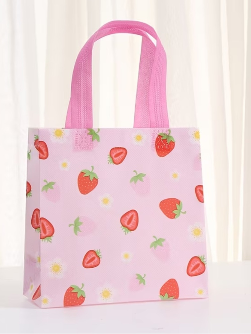 12 Strawberry Reusable Gift Bags Party Favor Tote Bags Tea Party Summer π - Picture 7 of 12